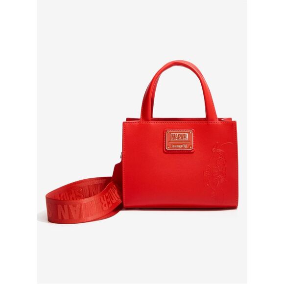 Loungefly Marvel Spider-Man Embossed Mask Crossbody Mini Tote Bag - Picture 4 of 5